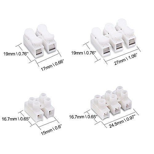 Rustark 100Pcs 2P CH2 + 3P CH3 Quick Connector Spring Wire Connector Screw Terminal Barrier Block for LED Strip Light Wire Connecting - 4 Styles - Image 3