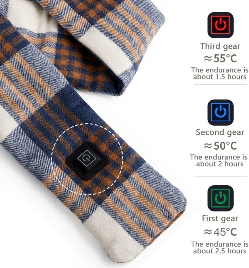 ويوبلز وشاح تدفئة بثلاثة مستويات حرارة، وشاح تدفئة قابل لإعادة الشحن، وبطارية شحن متنقلة، وشاح شتوي دافئ للرجال والنساء، مناسب للتخييم والمشي لمسافات طويلة والتزلج وعيد الميلاد - Image 2