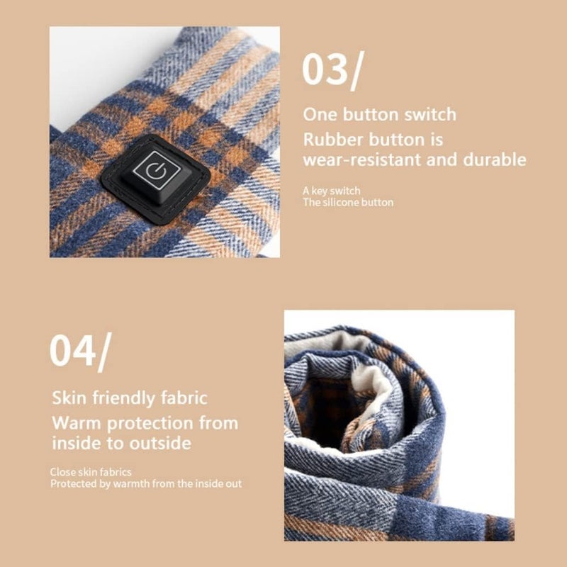 ويوبلز وشاح تدفئة بثلاثة مستويات حرارة، وشاح تدفئة قابل لإعادة الشحن، وبطارية شحن متنقلة، وشاح شتوي دافئ للرجال والنساء، مناسب للتخييم والمشي لمسافات طويلة والتزلج وعيد الميلاد - Image 3