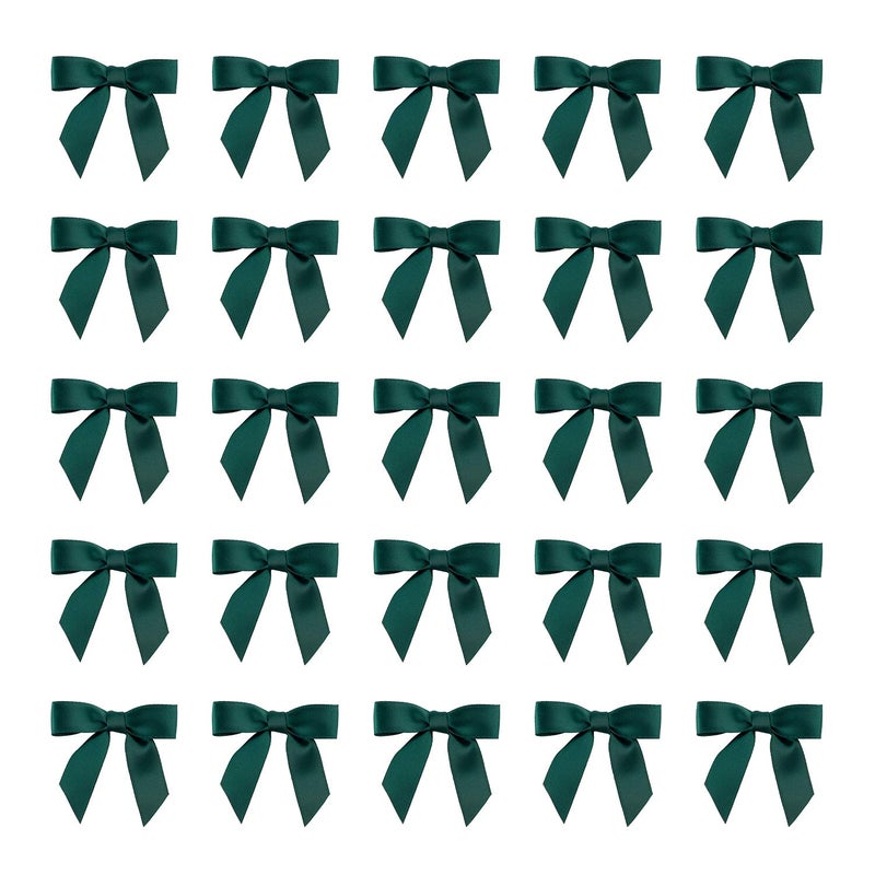 7Rainbows 50pcs Boutique 1.5" Dark Green Satin Ribbon Mini Bows for Craft Sewing Scrapbooking Wedding and Gift Wrapping - Image 4