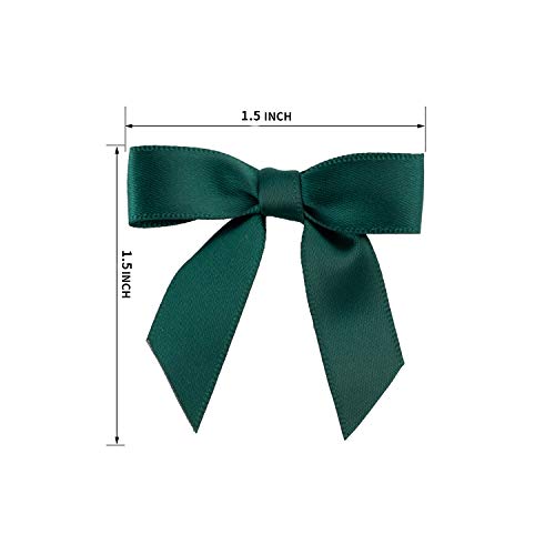 7Rainbows 50pcs Boutique 1.5" Dark Green Satin Ribbon Mini Bows for Craft Sewing Scrapbooking Wedding and Gift Wrapping - Image 2