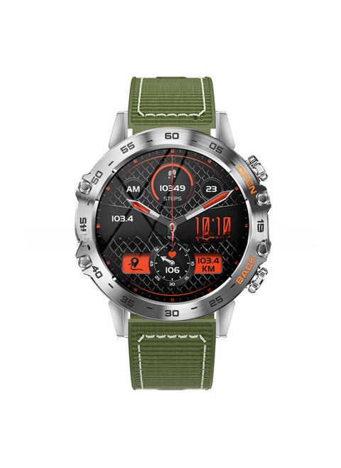 K52 Smart Watch Heart Rate Bluetooth Call InFormation Push Sports Wristband Digital Computer Smart Watch-Color:silver Nylon Green