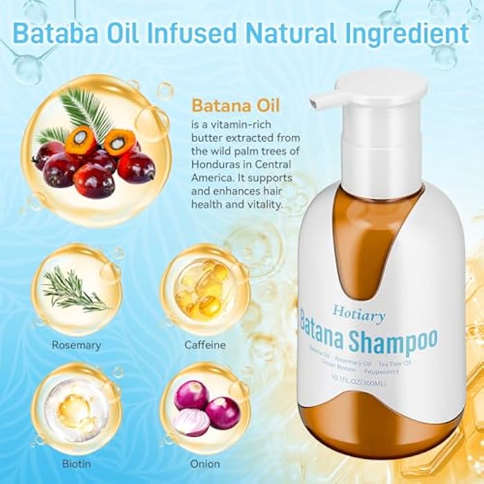 Hotiary Raw Batana Oil Shampoo for Hair Growth Dr. Sebi, Organic Batana Hair Loss Shampoo with Rosemary Oil, Onion, Biotin, Caffeine, Tea Tree, Nourishing Repair Damage Hair for Men & Women - Image 5