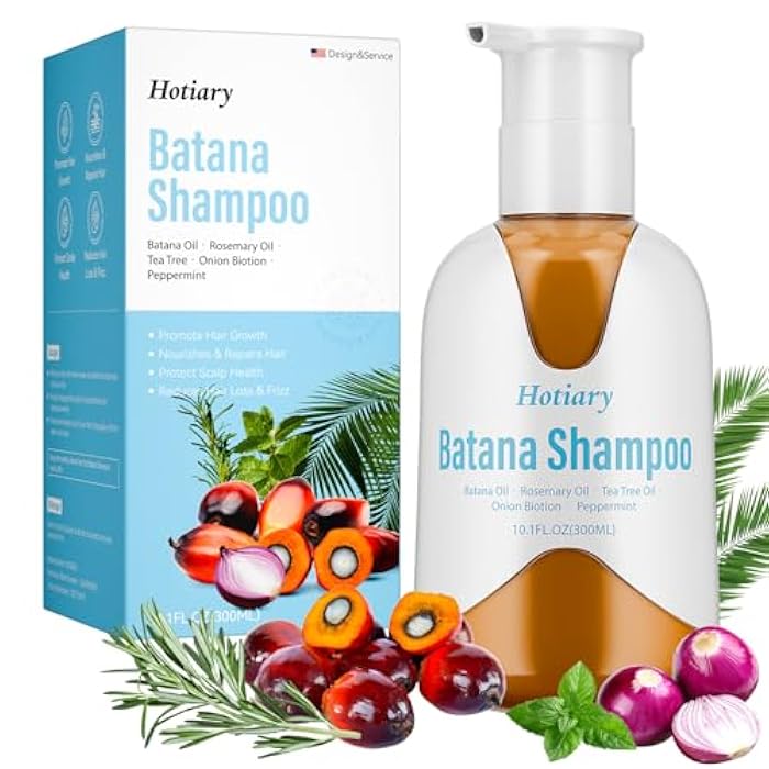 Hotiary Raw Batana Oil Shampoo for Hair Growth Dr. Sebi, Organic Batana Hair Loss Shampoo with Rosemary Oil, Onion, Biotin, Caffeine, Tea Tree, Nourishing Repair Damage Hair for Men & Women - Image 1