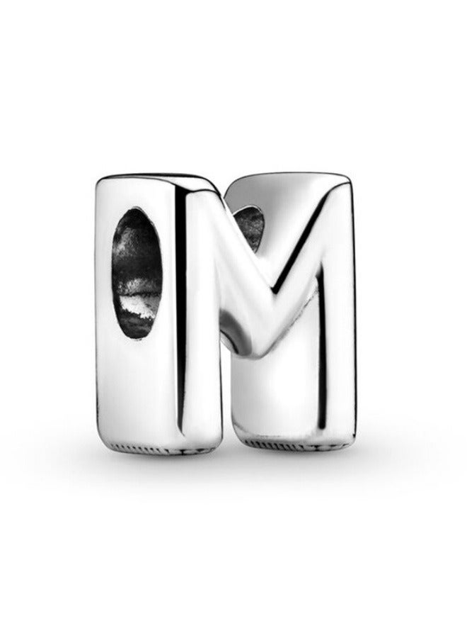 NIBEMINENT Initial Charms Fits Pandora Bracelet S925 Sterling Silver Letter Charms for Bracelets Alphabet A-Z Letters Bead Bracelet for Women Birthday Ceremony Charm Bracelets Necklace Pendent Anklet DIY Jewelry  - Image 1