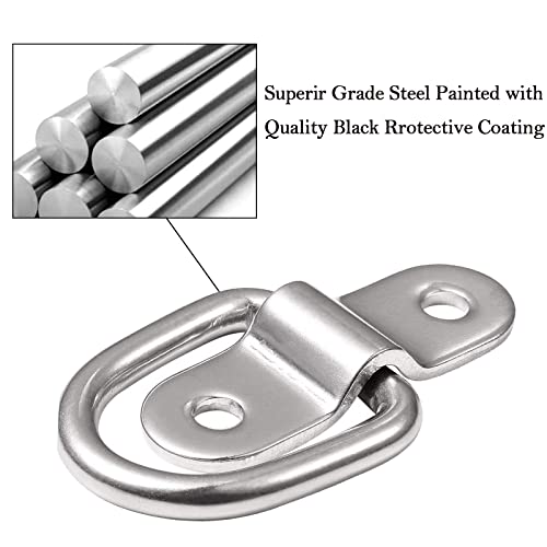 VEEBELL 24 Pack D Rings Tie Down Anchors Hooks Heavy Duty 1/4" Trailer Anchor Lashing Rings 2400 lbs for Trailer Truck Bed Cargo Bracket Enclosed Points Pickup Camper Tie Down Straps(Silver) - Image 5