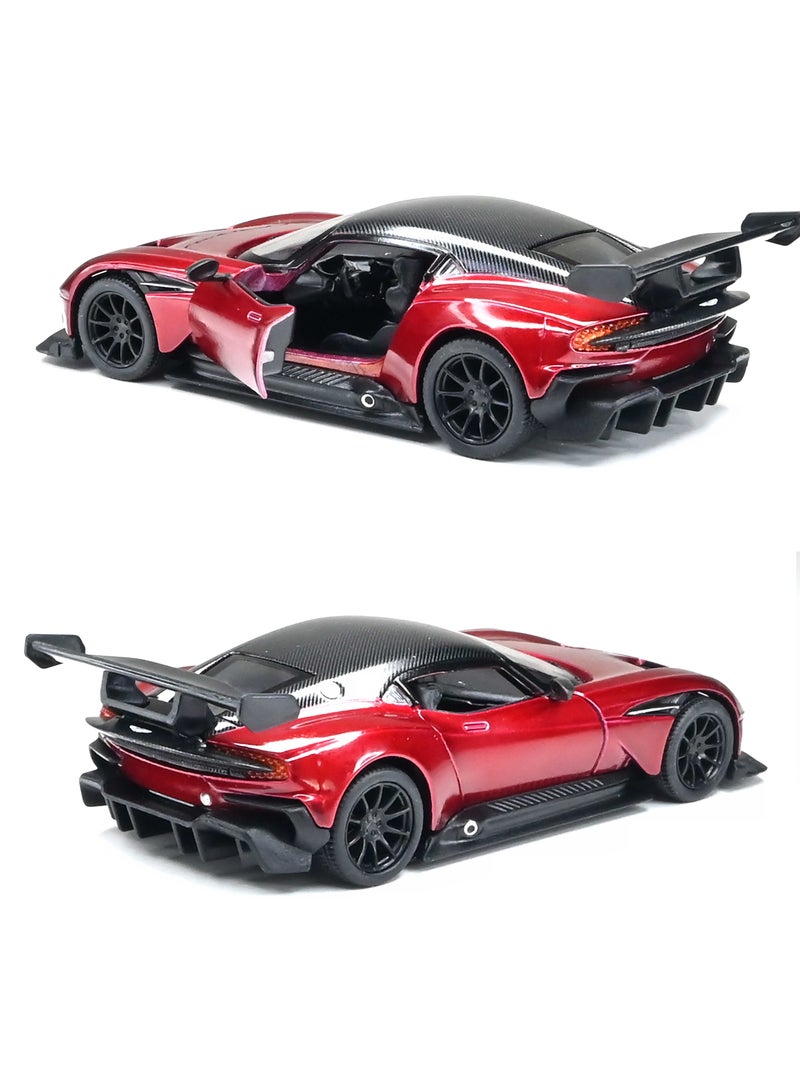 1:38 Scale Pull Back Action Door Openable 2016 Aston-Martin Vulcan with Decals Hardtop Collectible Toy Car - Image 3