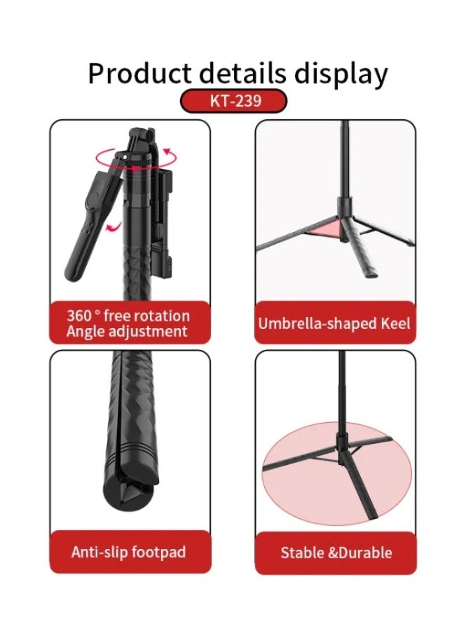 Jmary Rotation Design Camera Mount Holder 1.75m Telescopic Phone Selfie Stick Tripod - Image 4