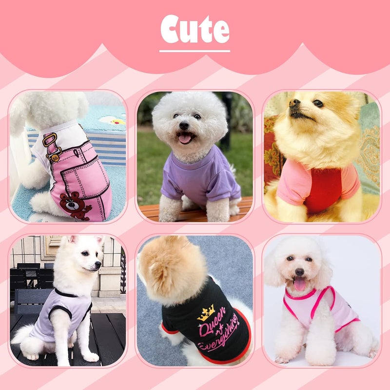KATOLK 6 Pack Dog Clothes for Small Dogs, Soft and Breathable Puppy Kitten Dog Shirts with Letters for Pet Cats, Summer Dogs T-Shirt Apparel Sleeveless Vests for Chihuahua Yorkies (L) - Image 4