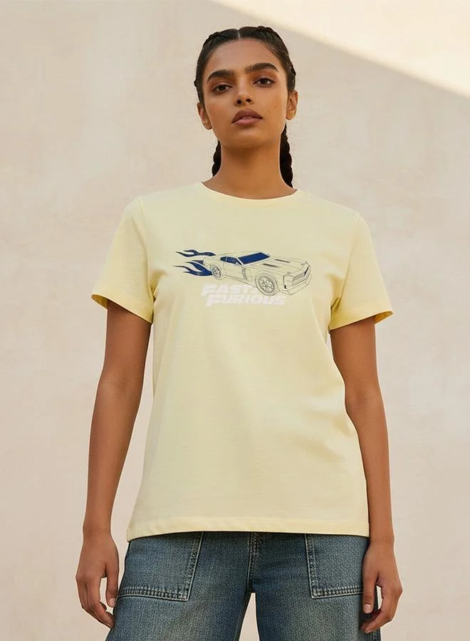 SP Characters Fast and Furious Cotton T shirt with Crew Neck