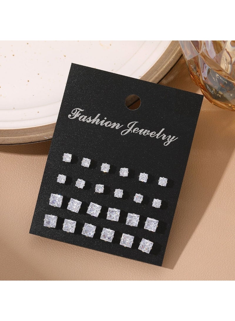 Huitich Elegant 12 Pcs Crystal Stud Earring Set  - Image 2