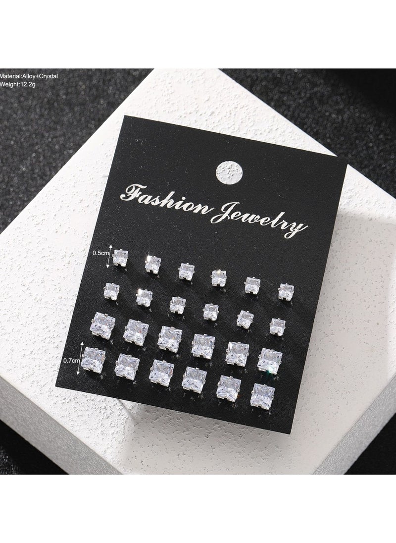 Huitich Elegant 12 Pcs Crystal Stud Earring Set  - Image 4