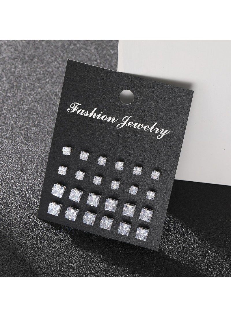 Huitich Elegant 12 Pcs Crystal Stud Earring Set  - Image 3