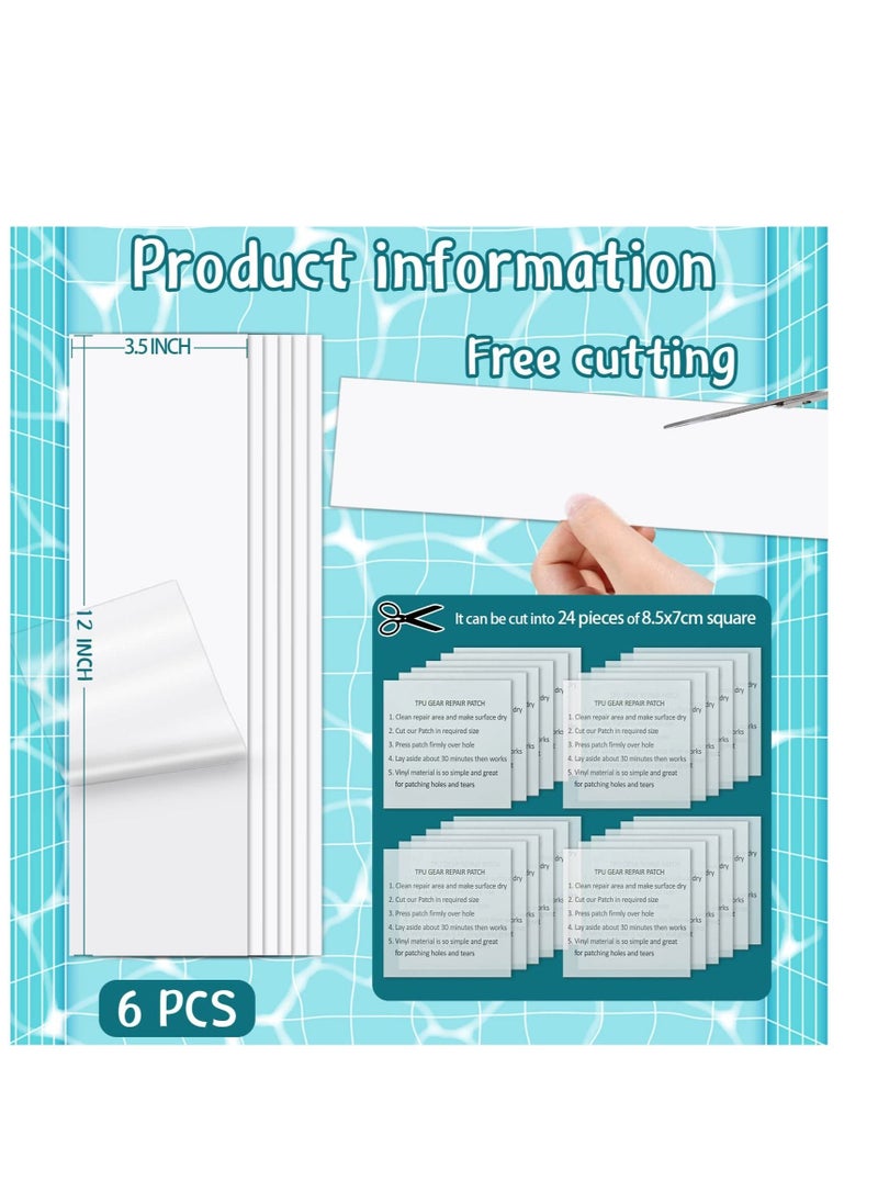 Excefore 6 قطع طقم إصلاح بركة، طقم إصلاح قابل للنفخ مقاوم للماء، أداة إصلاح رقعة TPU ثقيلة التحمل، مناسبة لمنزل قفز، حمام سباحة، خيمة، معطف مطري، مظلة  - Image 2