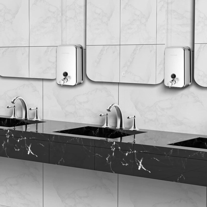 interhasa!Commercial Soap Dispenser Wall Mount,304 Stainless Steel Soap Dispenser Brushed Hand Soap Dispenser Commercial Liquid Soap Dispenser for Bathroom,Matte Silver Colour,Vertical Style - Image 2