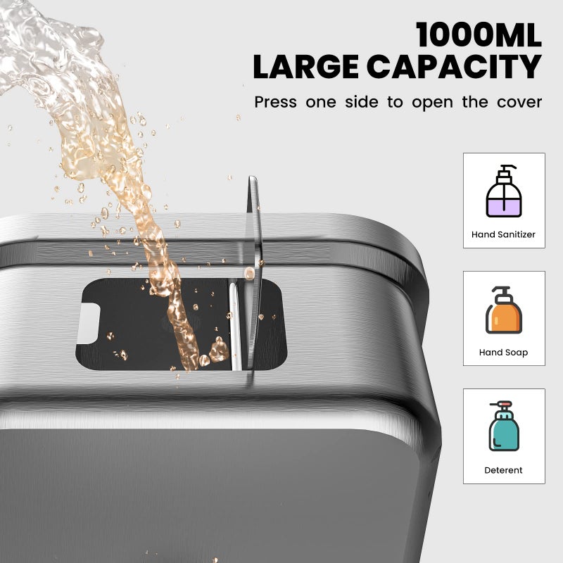 interhasa!Commercial Soap Dispenser Wall Mount,304 Stainless Steel Soap Dispenser Brushed Hand Soap Dispenser Commercial Liquid Soap Dispenser for Bathroom,Matte Silver Colour,Vertical Style - Image 4