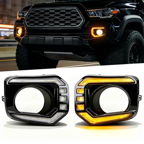 SINYATO INDUST LED DRL Lights Assemblies for 2016–2023 Toyota Tacoma Limited/SR/SR5/Trail Edition, DRL with Dynamic Startup Animation & Flowing Amber Turn Signal, Front Bumper, 1 Pair - Image 2