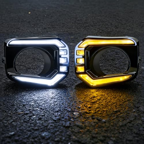 SINYATO INDUST LED DRL Lights Assemblies for 2016–2023 Toyota Tacoma Limited/SR/SR5/Trail Edition, DRL with Dynamic Startup Animation & Flowing Amber Turn Signal, Front Bumper, 1 Pair - Image 1