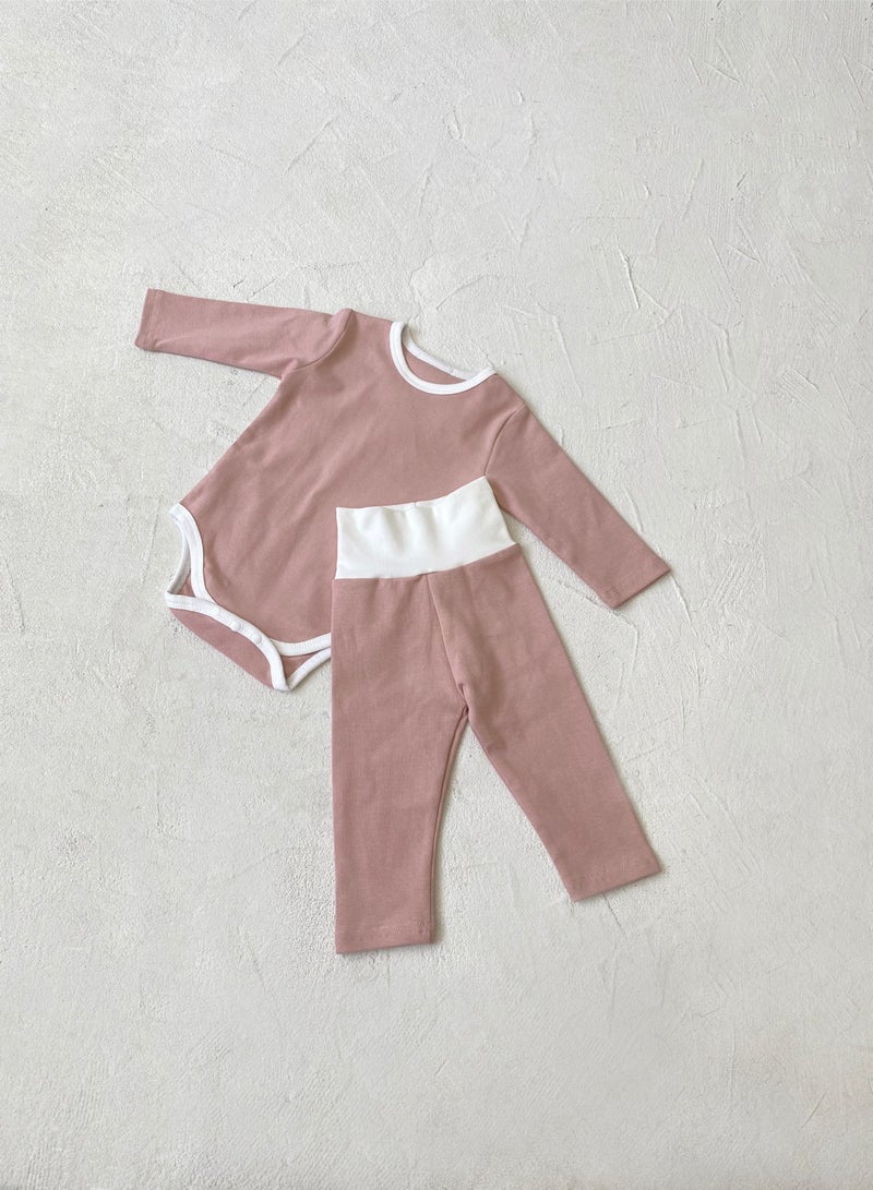 RedMapleTEK Baby Soft And Breathable Cotton Bodysuit + High Waist Pants Set - Image 1