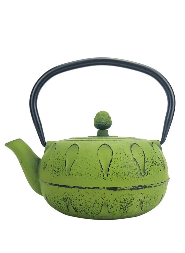 Tealand Durable Enamel Coated Cast Iron Tea Kettle With Tea Infuser 0.6 Liter Green - Image 1