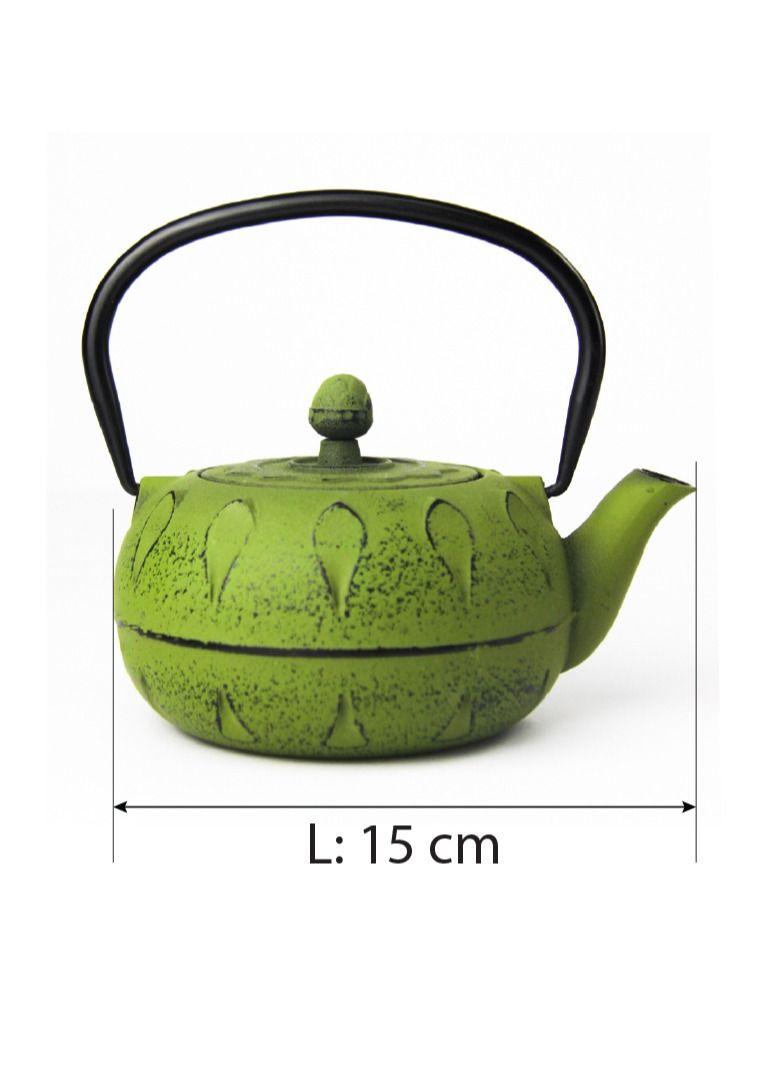 Tealand Durable Enamel Coated Cast Iron Tea Kettle With Tea Infuser 0.6 Liter Green - Image 5