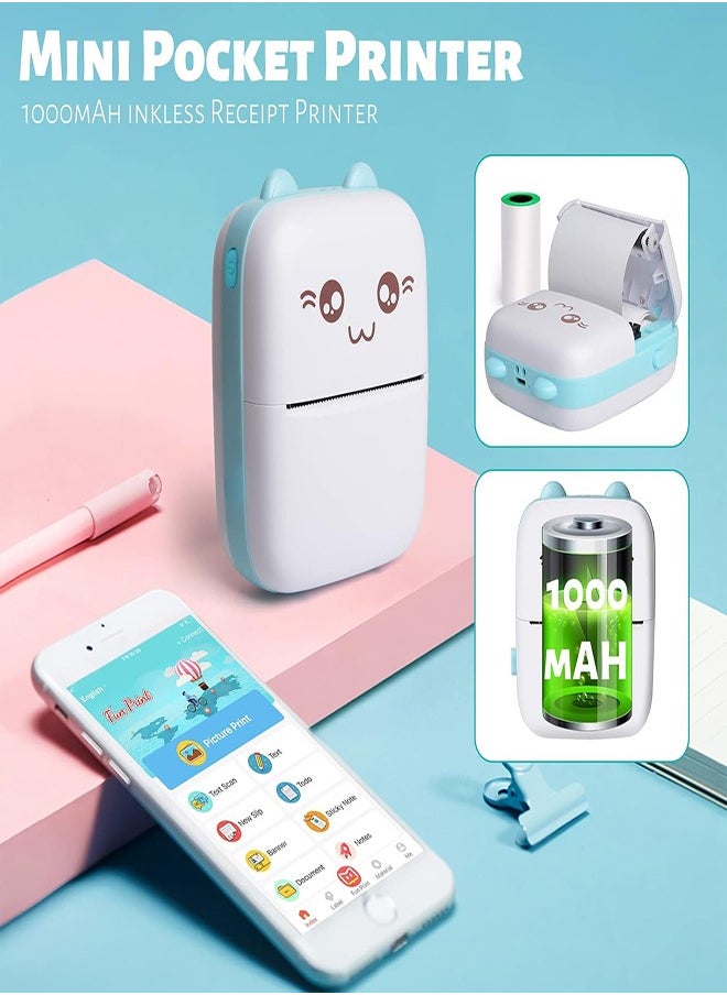 Generic Mini C9 Portable Photo Printer, Thermal Printer for Students, Blue (Includes 5 Rolls Printing Paper, 5 Rolls Adhesive Paper, 3 Rolls Colored Paper, Markers)  - Image 2