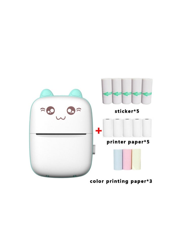 Generic Mini C9 Portable Photo Printer, Thermal Printer for Students, Blue (Includes 5 Rolls Printing Paper, 5 Rolls Adhesive Paper, 3 Rolls Colored Paper, Markers)  - Image 1