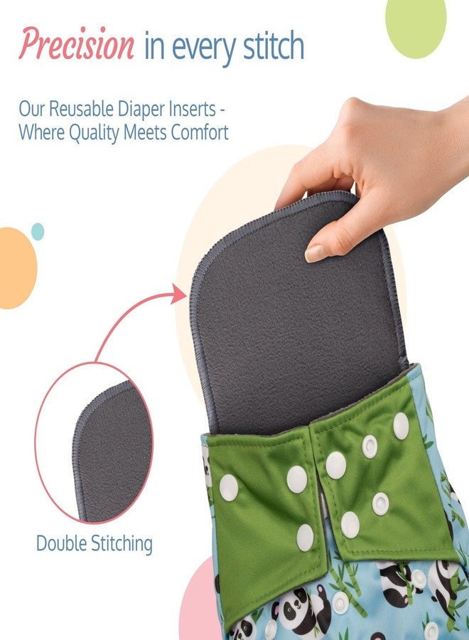 Shemok Reusable Diaper Inserts Pads - Super Absorbent, Washable Cloth Diaper Liners for Babies, Soft & Skin-Friendly, Leak Protection (4, Black, One Size) - Image 5