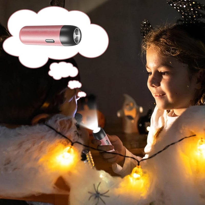 مصباح يدوي وردي للأطفال قابل للشحن قابل للتعديل عالي الشمعة 3 أوضاع للقراءة الليلية في الهواء الطلق - Image 3