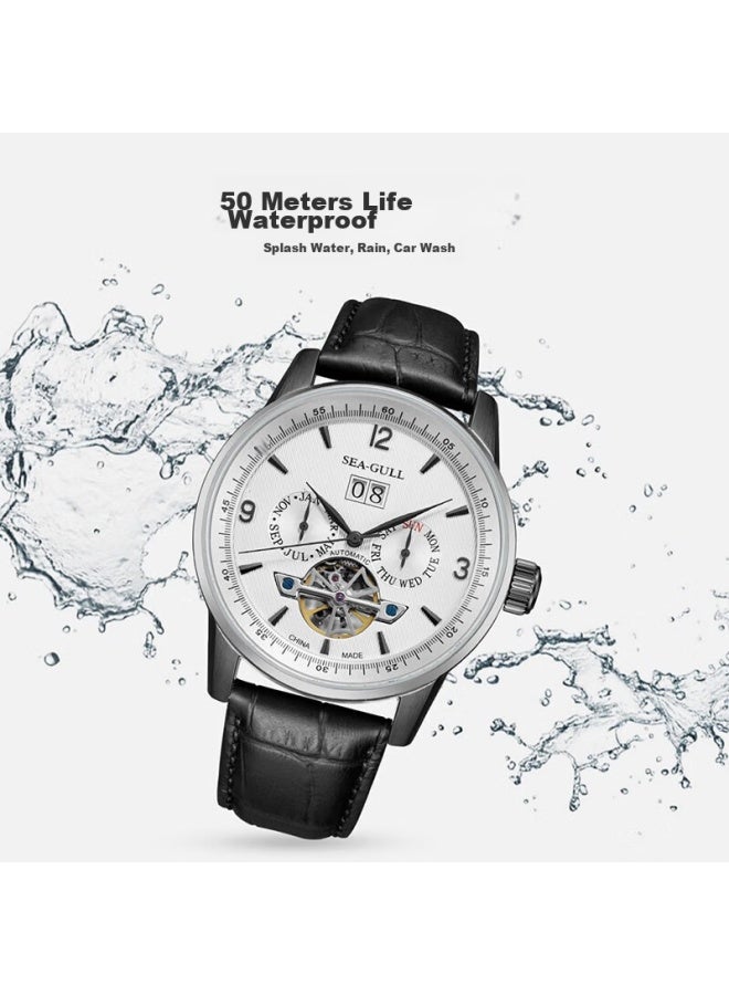 Seagull Men'S Automatic Mechanical Watch With Date, Day, And Month Display, Skeleton Tourbillon, Men'S Watch, Birthday Gift For Men, White - Image 5