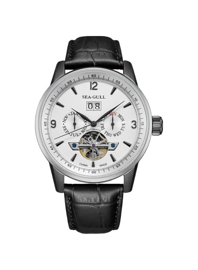 Seagull Men'S Automatic Mechanical Watch With Date, Day, And Month Display, Skeleton Tourbillon, Men'S Watch, Birthday Gift For Men, White - Image 3
