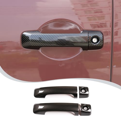 LLKUANG ABS Car Exterior Door Handle Decorative Cover Trim Fit for Toyota FJ Cruiser Handle Accessories 4pcs/Set (Carbon fiebr Pattern) - Image 1