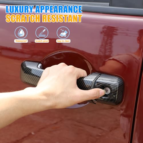 LLKUANG ABS Car Exterior Door Handle Decorative Cover Trim Fit for Toyota FJ Cruiser Handle Accessories 4pcs/Set (Carbon fiebr Pattern) - Image 3
