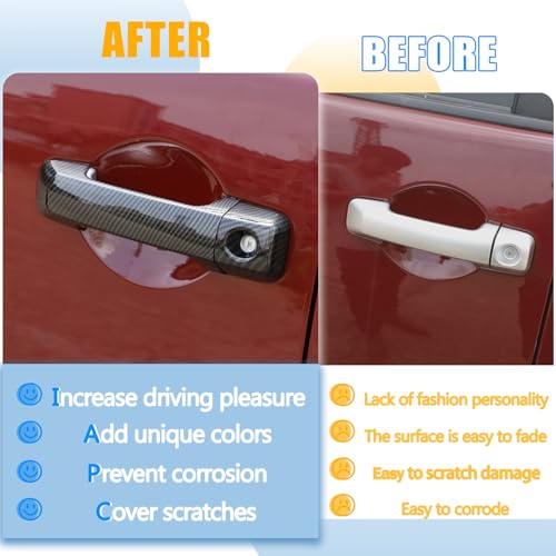 LLKUANG ABS Car Exterior Door Handle Decorative Cover Trim Fit for Toyota FJ Cruiser Handle Accessories 4pcs/Set (Carbon fiebr Pattern) - Image 2