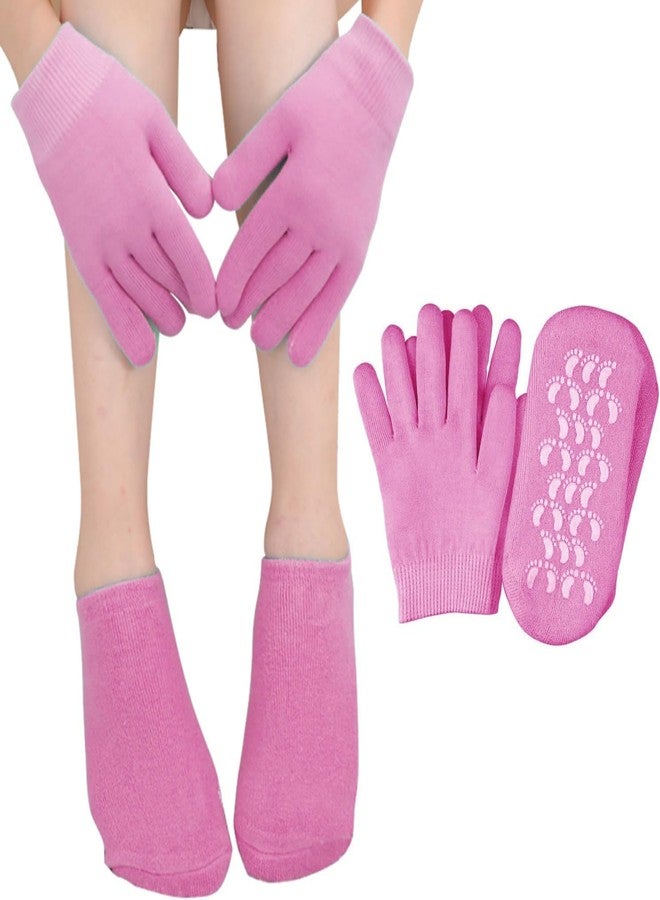 Silverflix 4Pcs Moisturizing Gloves & Socks Set – Hydrating Gel Lined Spa Hand and Foot Care for Dry, Cracked Skin, Reusable Softening & Nourishing Care - Image 1