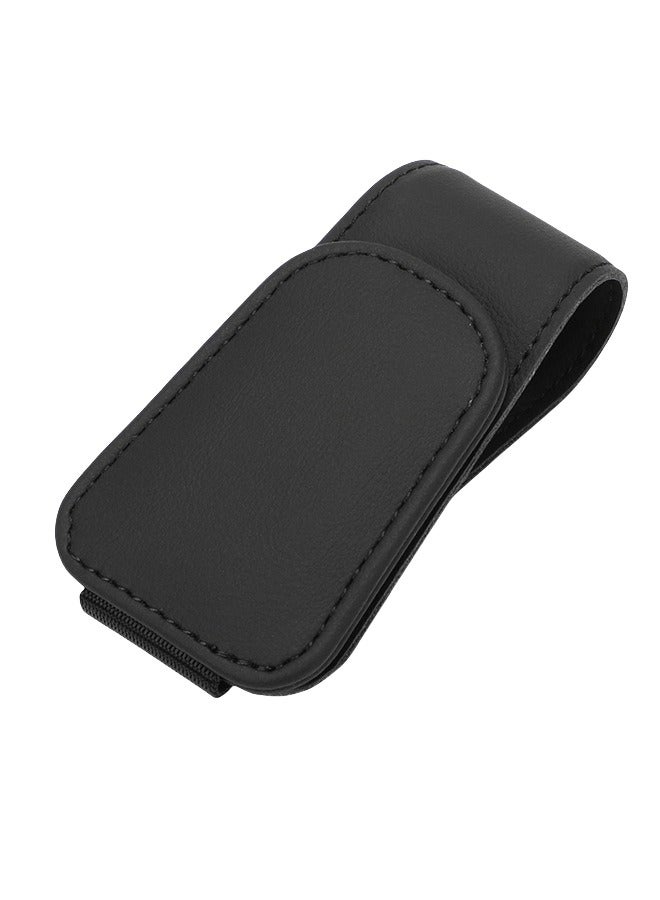 Magnet Adsorbed Sunglass Holder for Car Visor,Leather Car Sunglasses Holder,Car Accessories, Automobile Accessories,Sun Visor Car, Sunglasses Clip for Glasses Cards (1PCS, Black) - Image 1