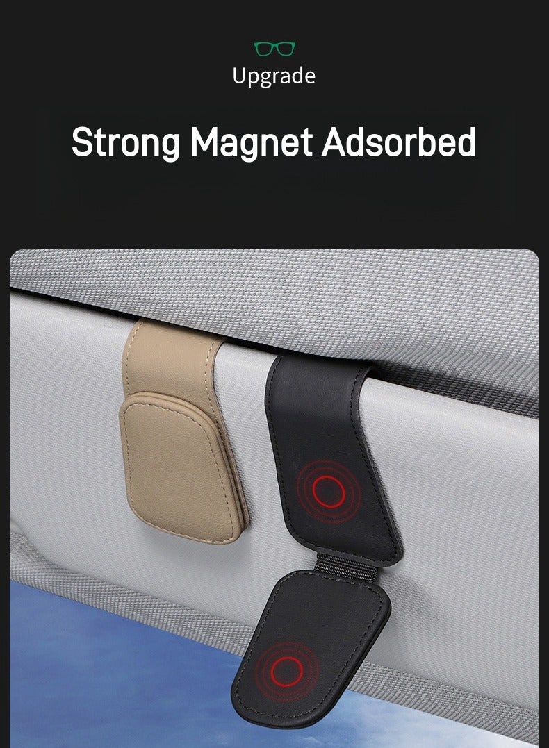 Magnet Adsorbed Sunglass Holder for Car Visor,Leather Car Sunglasses Holder,Car Accessories, Automobile Accessories,Sun Visor Car, Sunglasses Clip for Glasses Cards (1PCS, Black) - Image 4