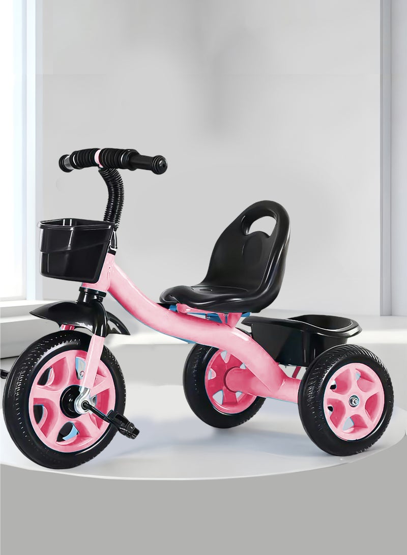 الموجة التالية دراجة ثلاثية العجلات للأطفال بمقبض دفع - مقعد ومسند ظهر قابلان للتعديل - دراجة ثلاثية العجلات للأطفال بعجلات EVA وصينية تخزين - دراجة ثلاثية العجلات للأطفال الصغار من عمر 3 إلى 8 سنوات - دراجة ثلاثية العجلات للأطفال باللون الوردي - Image 4