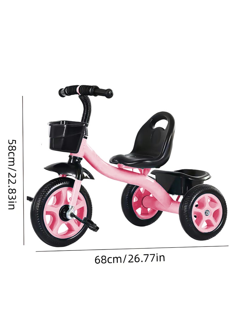 الموجة التالية دراجة ثلاثية العجلات للأطفال بمقبض دفع - مقعد ومسند ظهر قابلان للتعديل - دراجة ثلاثية العجلات للأطفال بعجلات EVA وصينية تخزين - دراجة ثلاثية العجلات للأطفال الصغار من عمر 3 إلى 8 سنوات - دراجة ثلاثية العجلات للأطفال باللون الوردي - Image 5