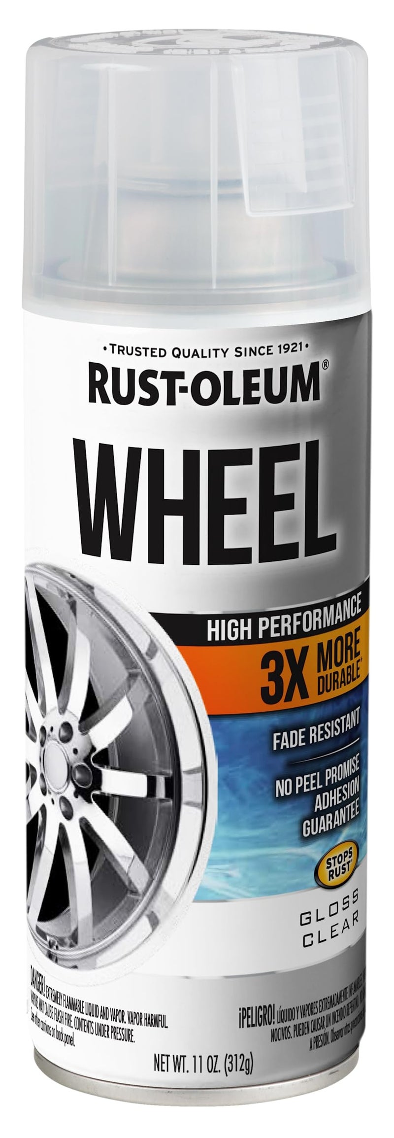 Rust-Oleum 366439 High Performance Wheel Spray Paint, 11 oz, Gloss Clear - Image 1