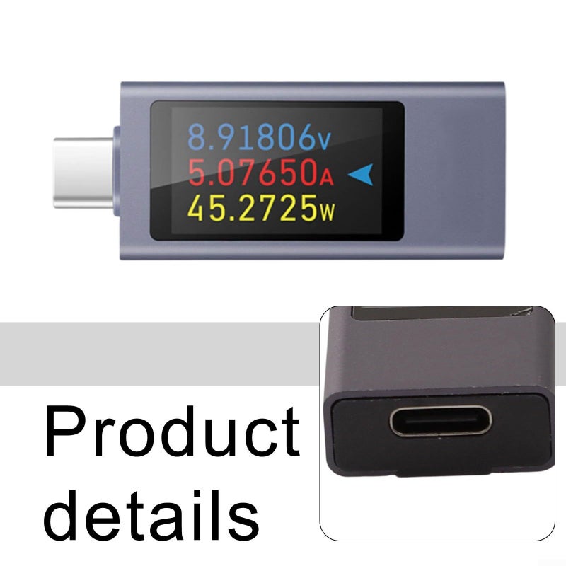 240W USB C Tester Meter with 1.06 Inch TFT Display CNC Aluminum Housing Bidirectional Power Measurement - Image 3