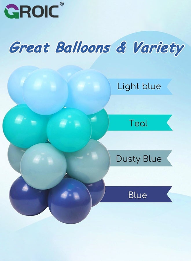 GROIC Blue Balloon Arch Kit - 134PCS Ocean Theme Party Decorations with Blue Teal Dusty Blue Orange Long Balloons for Birthday, Baby Shower, Kids’ Party - Image 4