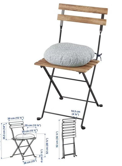 كرسي خشبي قابل للطي للأماكن الخارجية بني 39X40X79سم