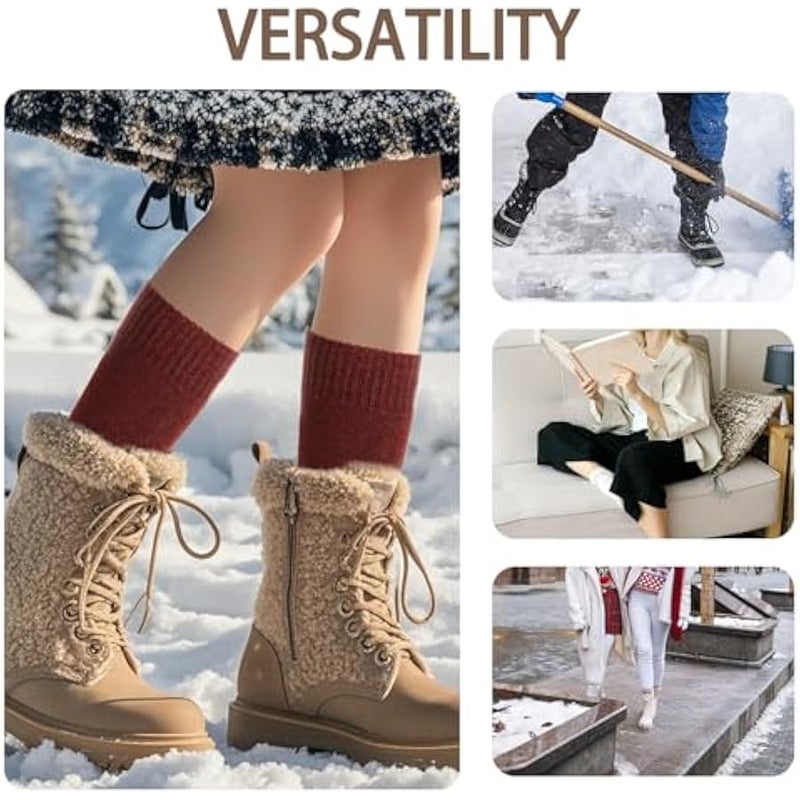 6 Pairs Warm Knee High Socks for Women Cotton Thick Stockings Thermal Socks Winter Warmers Accessories - Image 4