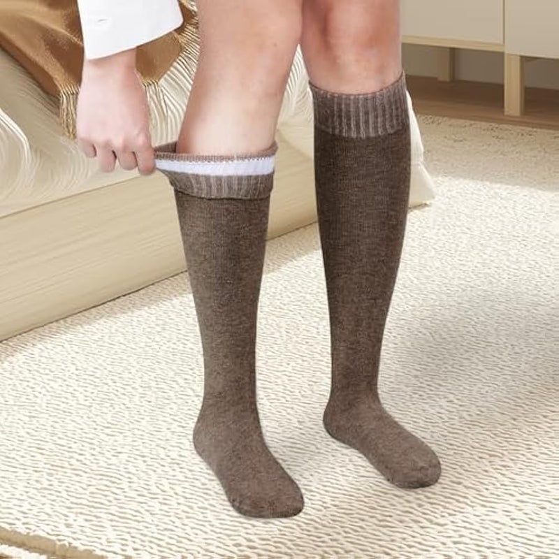 6 Pairs Warm Knee High Socks for Women Cotton Thick Stockings Thermal Socks Winter Warmers Accessories - Image 5