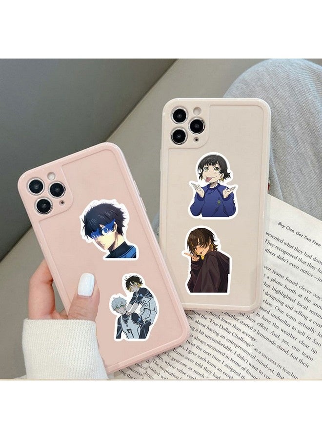 بيوينتي 50 قطعة من ملصقات الرسوم المتحركة اليابانية ذات القفل الأزرق للكمبيوتر، ملصقات جرافيتي رائعة مقاومة للماء من الفينيل للمراهقين والأطفال والكمبيوتر المحمول ولوح التزلج والسيارة وزجاجات المياه والخوذة والدراجة والأمتعة والدراجة النارية - Image 4