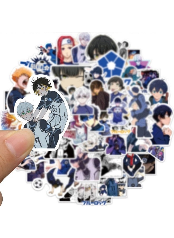 بيوينتي 50 قطعة من ملصقات الرسوم المتحركة اليابانية ذات القفل الأزرق للكمبيوتر، ملصقات جرافيتي رائعة مقاومة للماء من الفينيل للمراهقين والأطفال والكمبيوتر المحمول ولوح التزلج والسيارة وزجاجات المياه والخوذة والدراجة والأمتعة والدراجة النارية - Image 5