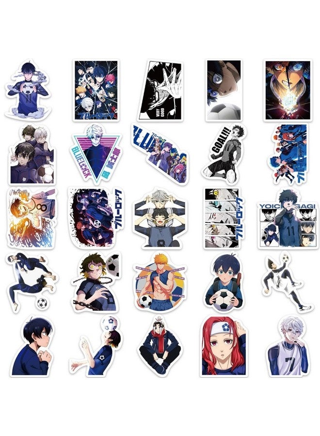 بيوينتي 50 قطعة من ملصقات الرسوم المتحركة اليابانية ذات القفل الأزرق للكمبيوتر، ملصقات جرافيتي رائعة مقاومة للماء من الفينيل للمراهقين والأطفال والكمبيوتر المحمول ولوح التزلج والسيارة وزجاجات المياه والخوذة والدراجة والأمتعة والدراجة النارية - Image 3