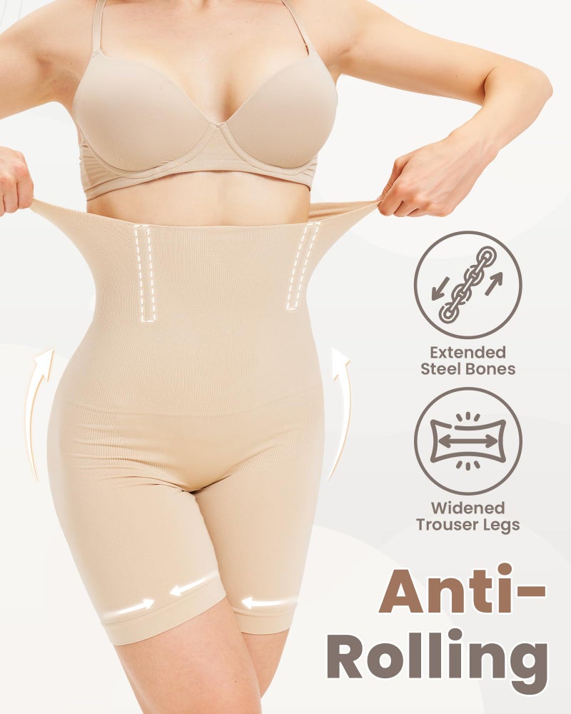 WyuuKi Shapewear Tummy Control for Women High Waisted Underwear Seamless Body Shaper Shorts Under Dress Thigh Slimmer Butt Lifter Beige - Image 2