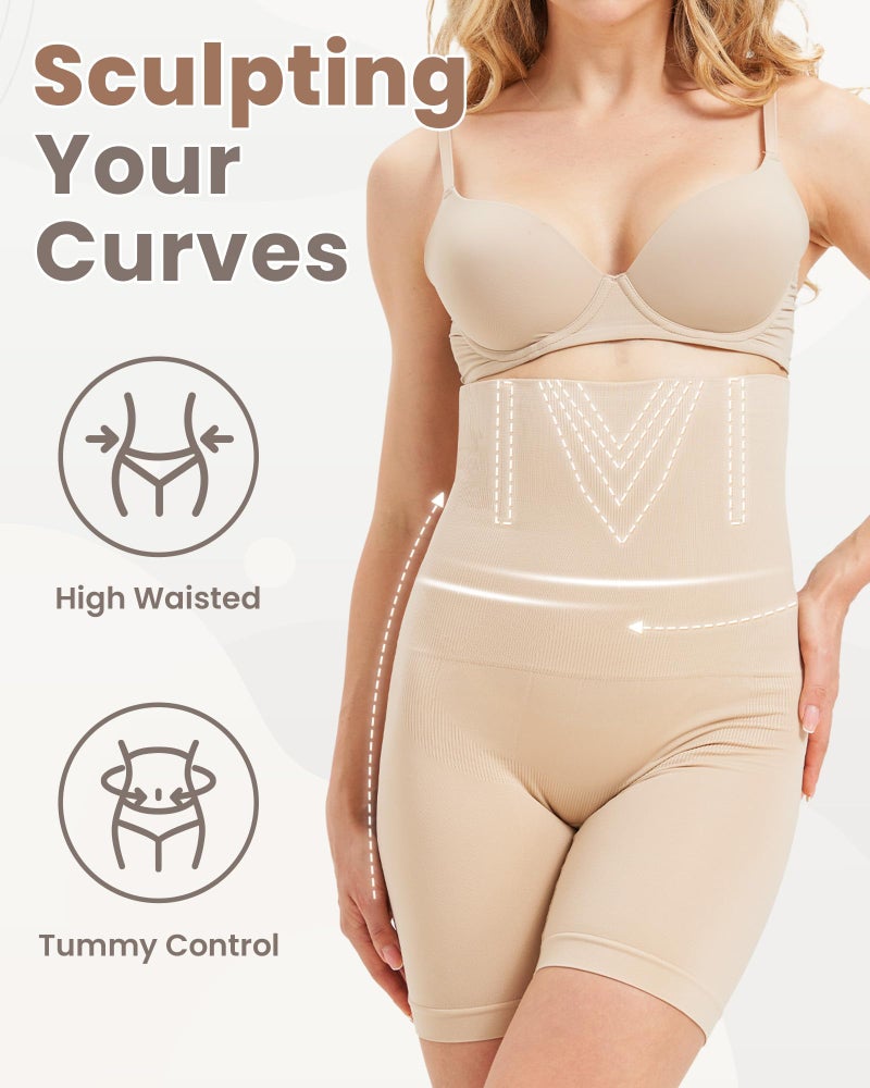 WyuuKi Shapewear Tummy Control for Women High Waisted Underwear Seamless Body Shaper Shorts Under Dress Thigh Slimmer Butt Lifter Beige - Image 3